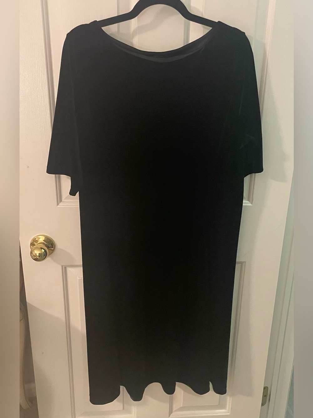 Lands' End Black Velvet Shift Dress